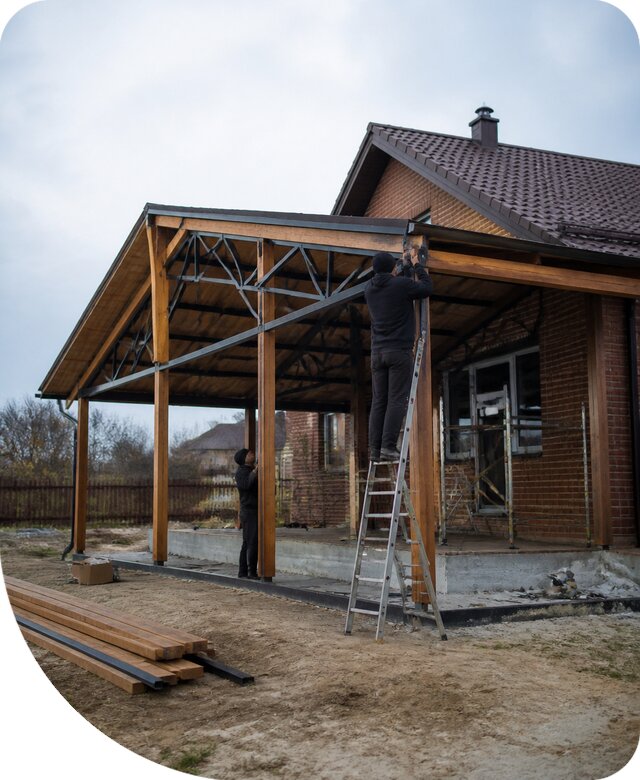 Пристройка навеса к дому и участку в Печоре под ключ